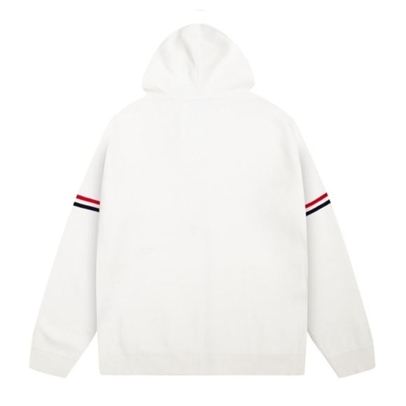 Thom Browne white zip-up hooded sweater - Picture 2 of 8